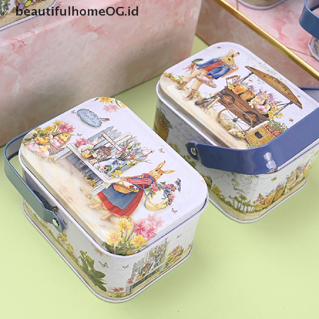 // Beautifulhomeog.id// Tempat Penyimpanan Koper Kecil Vintage Tinplate Candy Box Gift Box Dekorasi Paskah **
