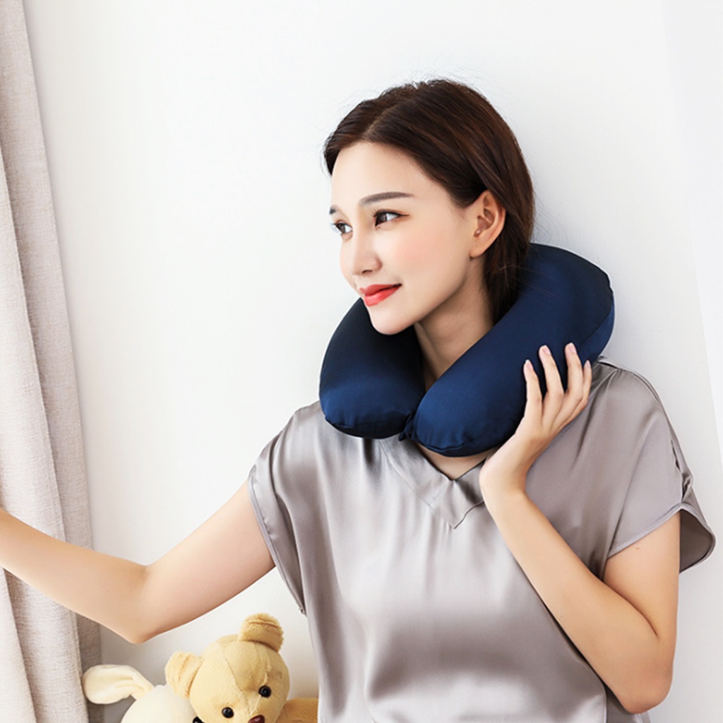 [✅COD] Bantal Leher Mobil Travel Traveling Neck Pillow Pillows Design Premium Karakter Motif Polos Challenge Viral Murah Terbaru