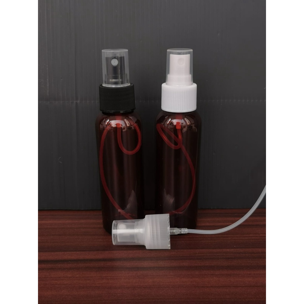 Botol SPRAY sprai Bright PET 100 ml 100ml Body Putih Susu Coklat Cokelat Amber Hitam Black (VC)
