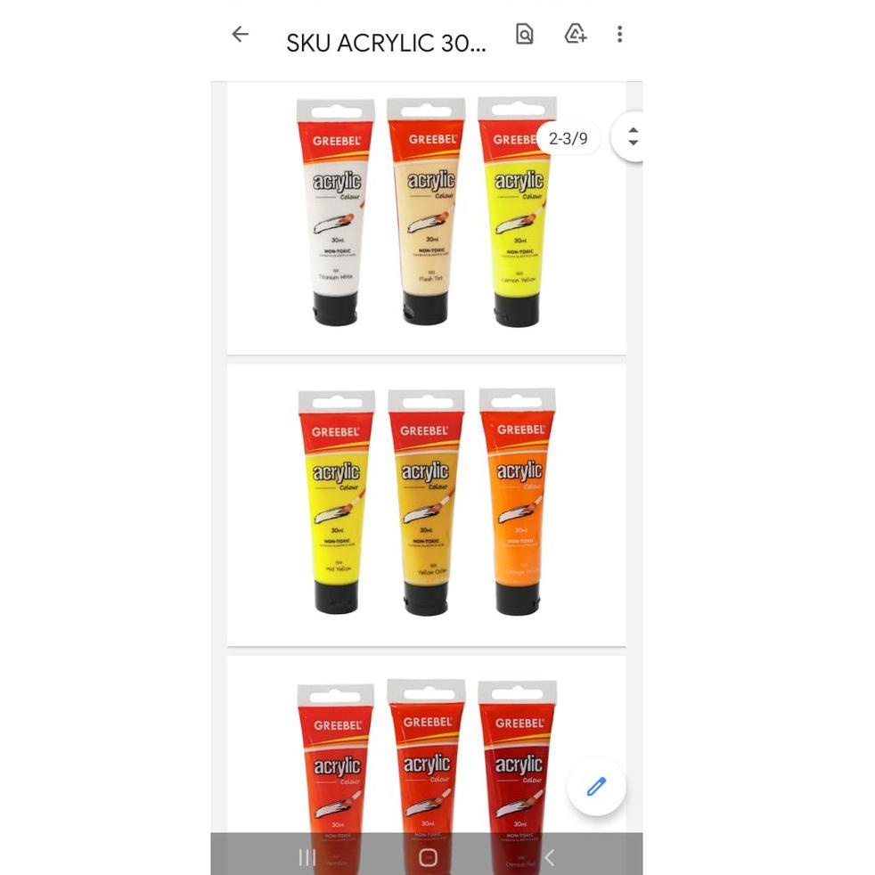 

W99 ACRYLIC COLOUR PAINTS 30ML GREEBEL / CAT AKRILIK TERBARU ➜
