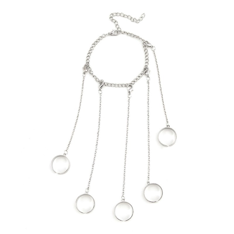 [AYBx] Baju Kaos Distro Pria Wanita Lengan Pendek Gelang Tangan Rantai Geometris Warna Silver Untuk Pria Cincin Charm Set Couple Fashion Jewelry