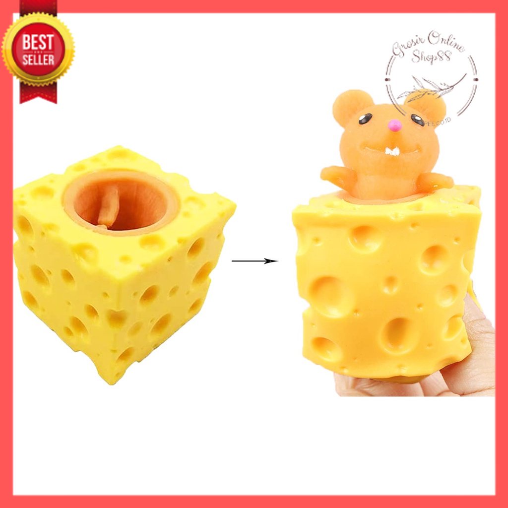 GOS -B413- Mainan Squishy Tikus Keju - Squishy Karet Silikon - Mainan Squishy Pencet - Tikus Keju Mainan Anak Karet