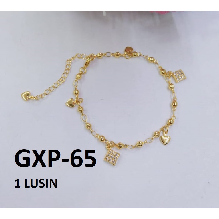 [1 LUSIN ISI 12] GELANG XP RANTAI EMAS GOLD DIAM BELAH KETUPAT HATI TERMURAH / DUNIA GELANG TERBARU