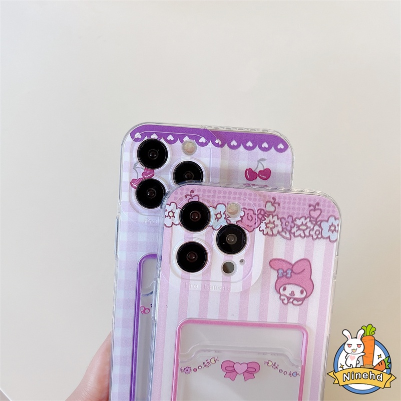 IPHONE Shockproof Card Holder Case Kompatibel Untuk Iphone14 13 12 11 Pro Max X Xr Xs Max Iphone8 7 6 6s Plus SE 2020 Kartun Curomi Tas Kartu Bening Casing Ponsel Anti-Jatuh Cover Pelindung