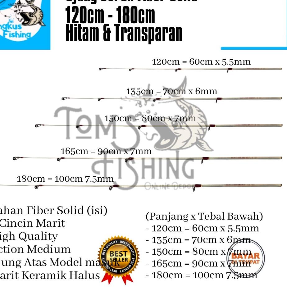 Diskon s/d 20% Ujung Atas Sambungan Joran Pancing Fiber Solid 120cm - 180cm Model Masuk (Hitam & Tra