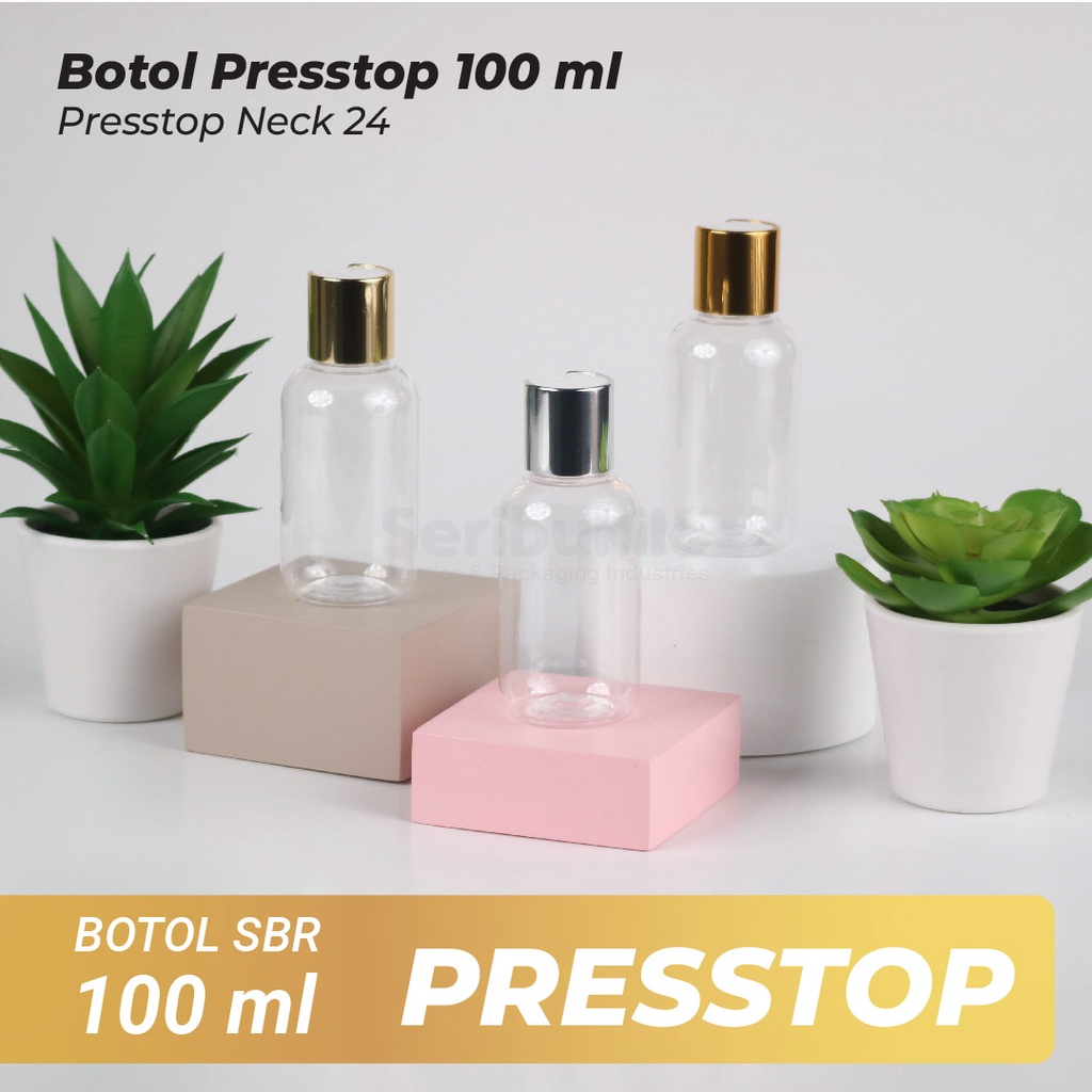 Botol Presstop SBR 100ml/Botol PET 100ml Presstop/Disctop Silver - Soft Gold - Dark Gold