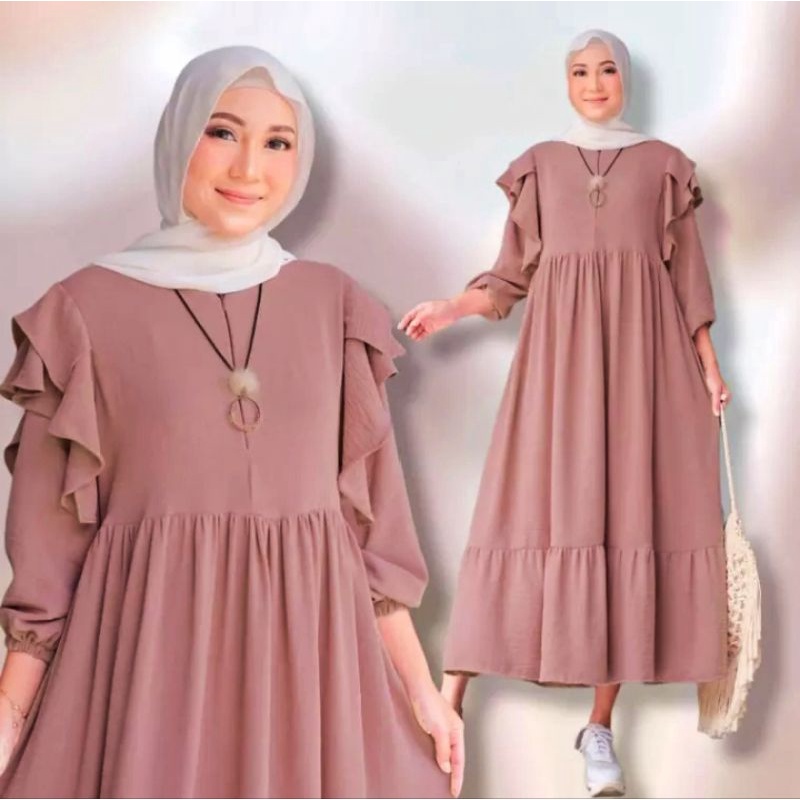 MAYA MIDI DRESS WANITA TERBARU 2023 VIRAL MIDI DRES WANITA JUMBO GAMIS LEBARAN 2023 GAMIS WANITA LENGAN PANJANG GAMIS  WANITA CRINKLE AIRFLOW GAMIS WANITA IMPORT GAMIS WANITA KEKINIAN DRES MIDI WANITA KEKINIAN DRES MIDI/GAMIS WANITA SIZE S M L XL XXL XXXL