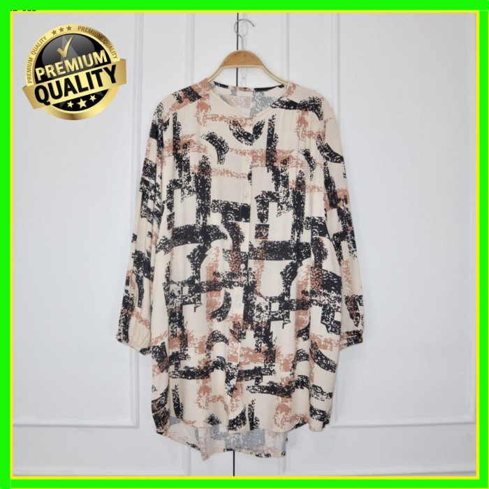 K47 BLOUSE RAYON MOTIF LD120 XL ATASAN WANITA LENGAN PANJANG JUMBO BIG BAJU WANITA BUSUI FRIENDLY FU