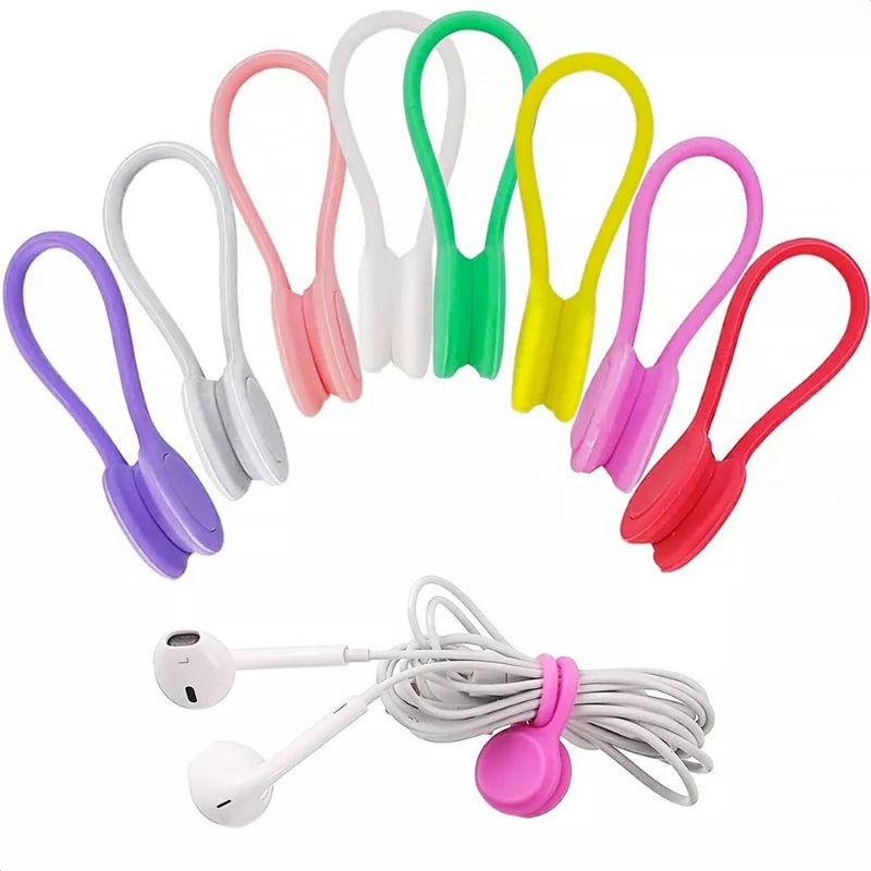Tali Pengikat Kabel Cas / Strap Tali Kabel Headset Samsung Magnet / Tali Kabel Cas Carger Warna Warn