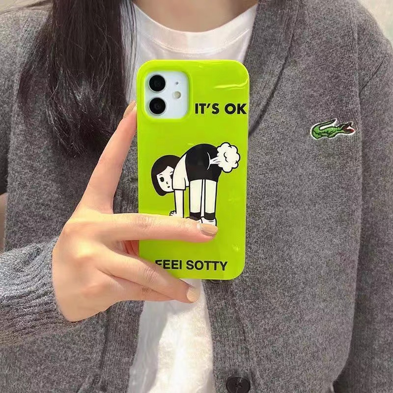 IPHONE Ins Kartun Pasangan Anak Laki-Laki Perempuan Motif Cocok Untuk Iphone14 14pro 14plus 13 13mini 13pro 13prm iPhone12 7Plus 8Plus Xr XS 13 12mini Pro Max Empat Sudut Casing Ponsel Tahan Guncangan