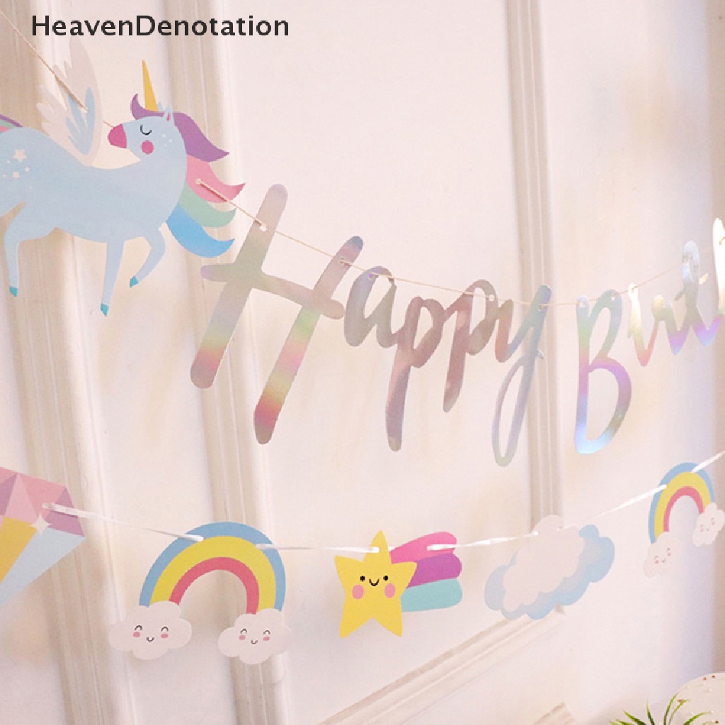 [HeavenDenotation] 1set Unicorn Dekorasi Ulang Tahun Unicorn Happy Birthday Banner Unicorn Perlengkapan Pesta Untuk Anak Perempuan Dekorasi Pesta Ulang Tahun HDV