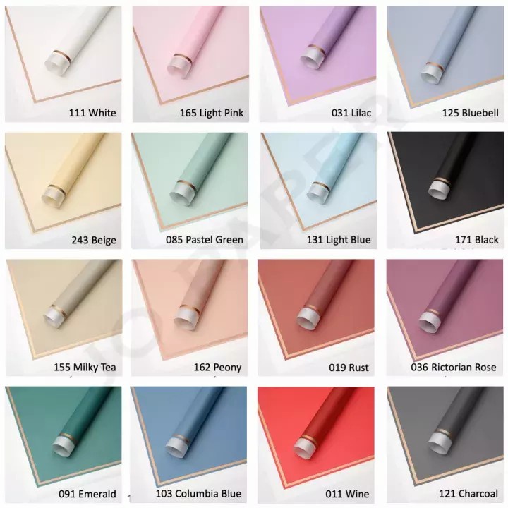 [20 Lembar] Kertas Buket Bunga Warna List Emas / Kertas Cellophane List Emas / Flower Wrapping Paper List Gold / Cellophane List Gold