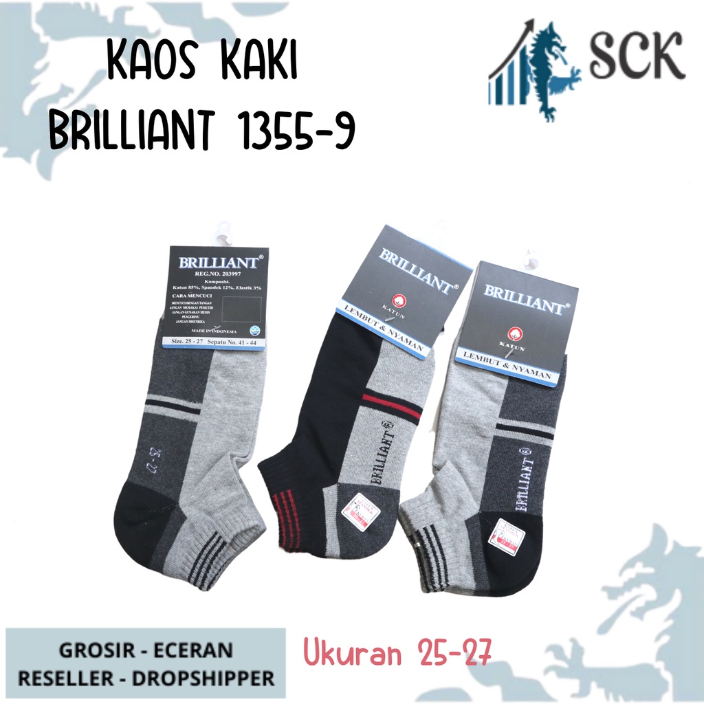 Kaos Kaki Pria BRILLIANT SPORT 1355-9 Panjang Mata Kaki Casual / Kaos Kaki Olahraga – SCK