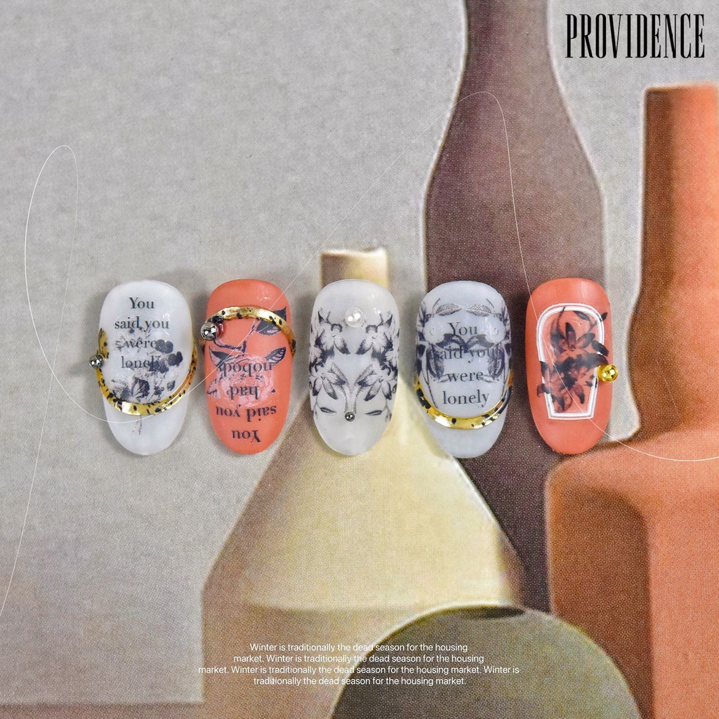 Providence Nail Art Stiker Perekat Diri Mudah Tempel Tidak Luntur DIY Kuat Lengket Gaya Jepang Vintage Hitam Kuku Bunga Stiker Perlengkapan Kuku