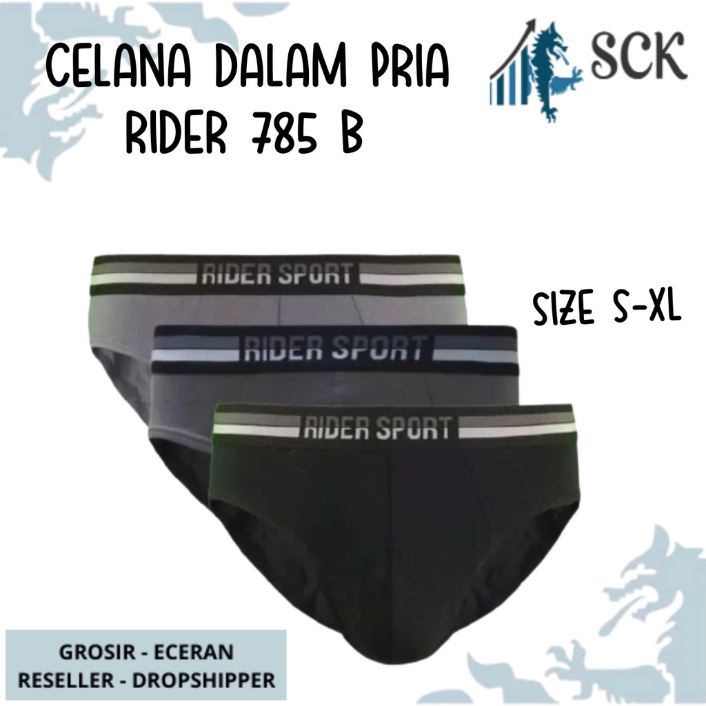 [ISI 3] CD Pria RIDER 785 karet Boxer / Celana Dalam Laki-laki / Pakaian Dalam Jumbo R785B - sckmenwear GROSIR