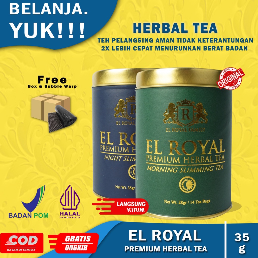 El Royal Premium Herbal Tea (1 Paket) | 1 Morning Slimming Tea - 1 Night Slimming Tea