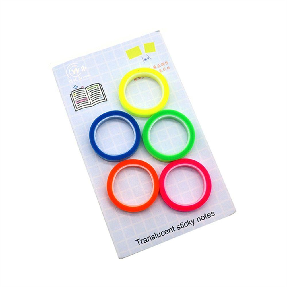 MXBEAUTY Stationery Tape Kantor 5roll 5m Fluorescent Stationery PET Sticky Note