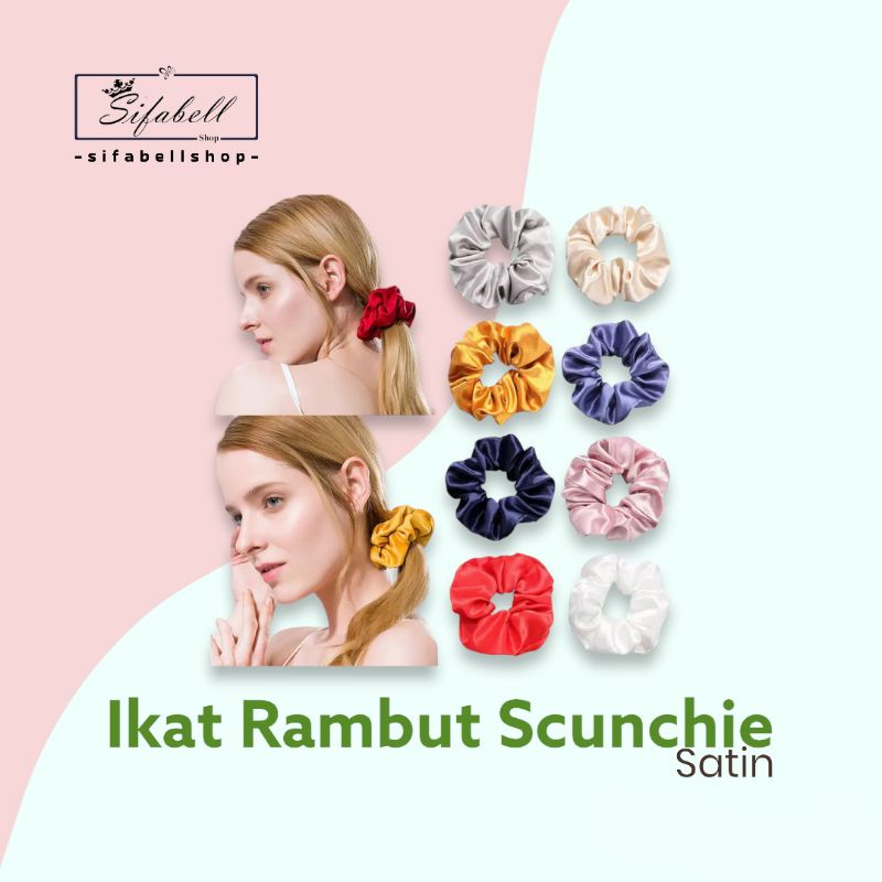 Ikat Rambut Scrunchie Satin Silk Import Korea Hairband Kunciran Cepol Hijab Aksesoris Kuciran Anak Remaja Dewasa Pita