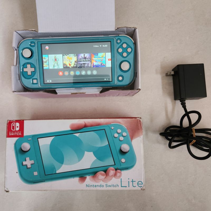 Nintendo Switch Lite Biru Turquoise Fullset Isi Games Preloved