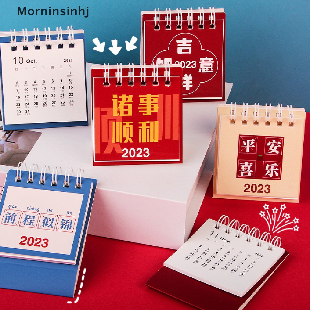 Mornin 2023kalender Meja Menebal Kalender Meja Desain Koil Buat Jadwal Tahan Lama2023Kalender Kertas Desktop Mini Sederhana id