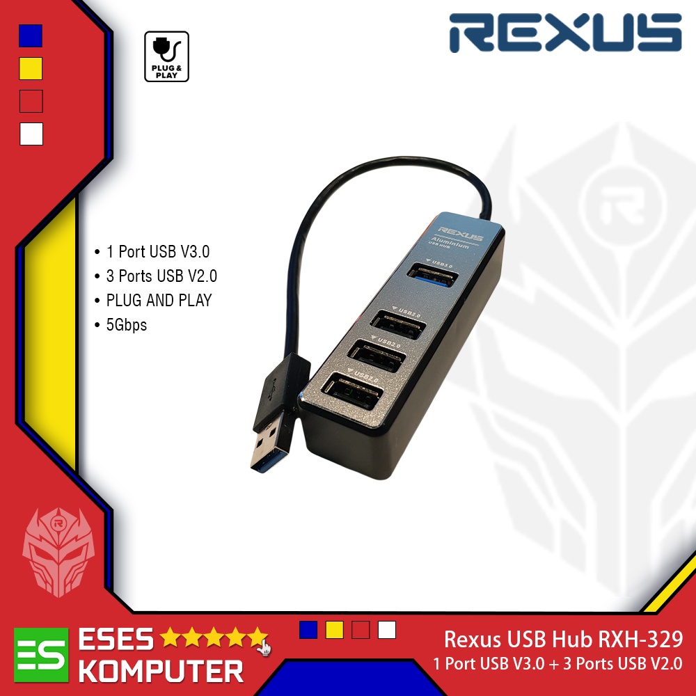 USB Hub Rexus RXH-329 V.3.0 1 Port + V.2.0 3 Port | 4 Port USB Hub H329