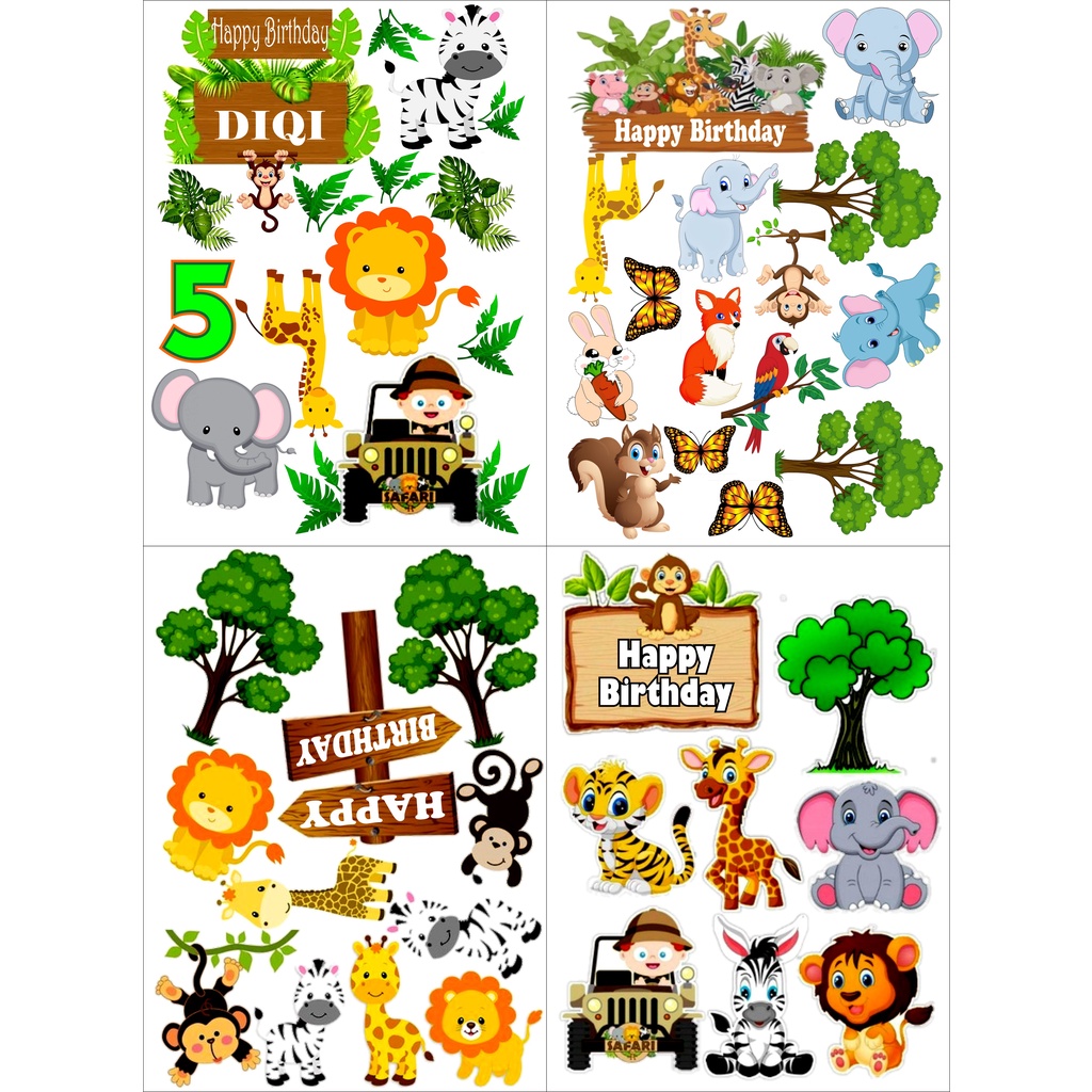TOPPER CAKE KARAKTER SAFARI (ZOO) / TOPPER CUPCAKE / AKSESORIS KUE ULTAH/ HIASAN KUE