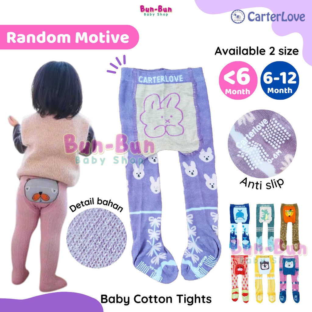 CARTERLOVE Import Legging Bayi Motif 0-12 Bulan Celana Panjang Kaki Tutup Leging Cotton Rich Balita Anak Laki Perempuan Baby Stocking Perlengkapan Baru Lahir Peralatan New Born Boy Girl Bunbunbabyshop