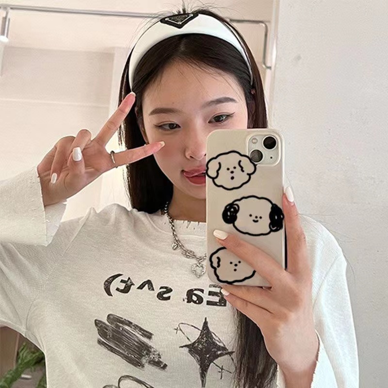 Ins Line Motif Anjing Cocok Untuk Iphone14 14pro 14plus 13 13pro 13prm13mini iPhone 11 12mini 7Plus 8Plus Xr XS 13 12 Pro Max Empat Sudut Casing Ponsel Tahan Guncangan