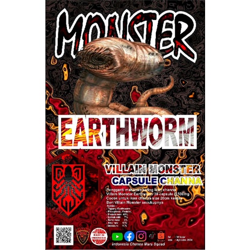 VILLAIN MONSTER EARTHWORM kapsul cacing tanah untuk ikan channa