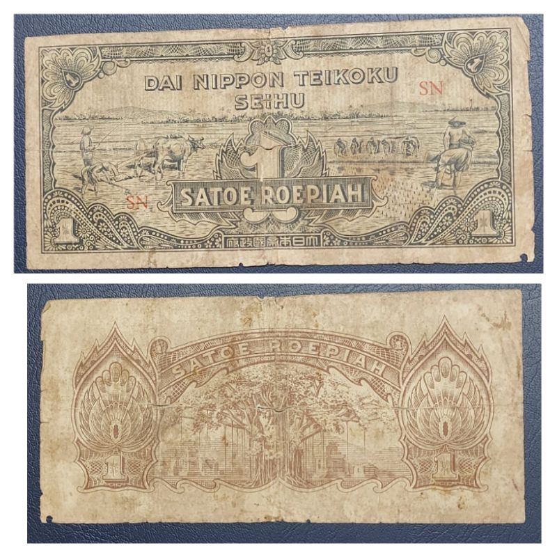 Uang Kuno Indonesia 1 rupiah series Dainippon tahun 1943 Kondisi VF Hole Dijamin Original 100%