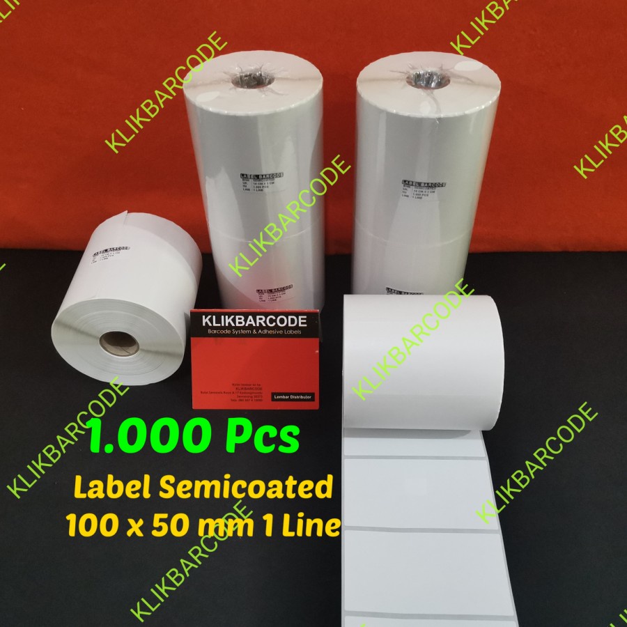 

LABEL BARCODE 100 X 50 (1 LINE) KERTAS STICKER LABEL SEMICOATED 100x50