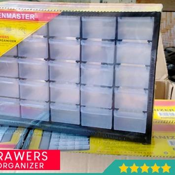 ❉ Kenmaster Organizer Rak Susun Drawer 25 Slot Kotak Spare Part Elektronika Komponen ➴