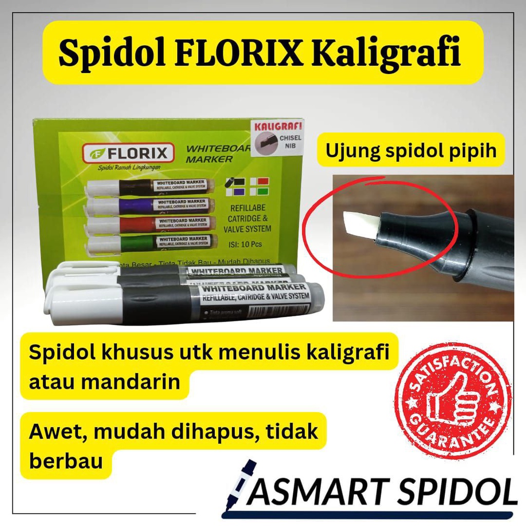 Spidol Whiteboard FLORIX Valve Cartridge TIPE KALIGRAFI MANDARIN