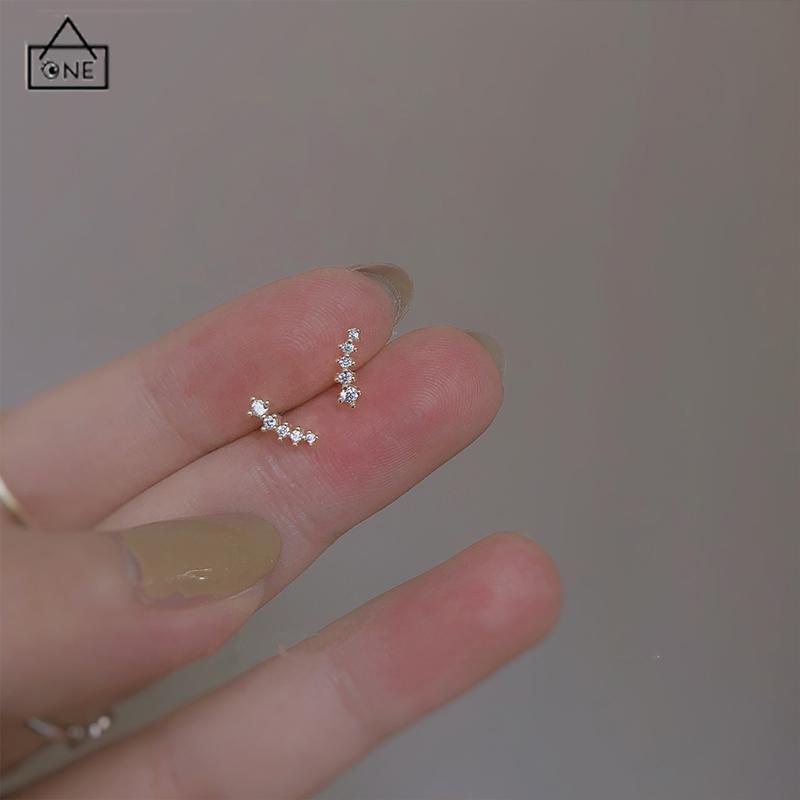 COD❤️Anting Zirkon Set Mikro Sederhana  Baris Kecil Berlian Geometris  Anting Gandum Kecil yang Lucu-A.one