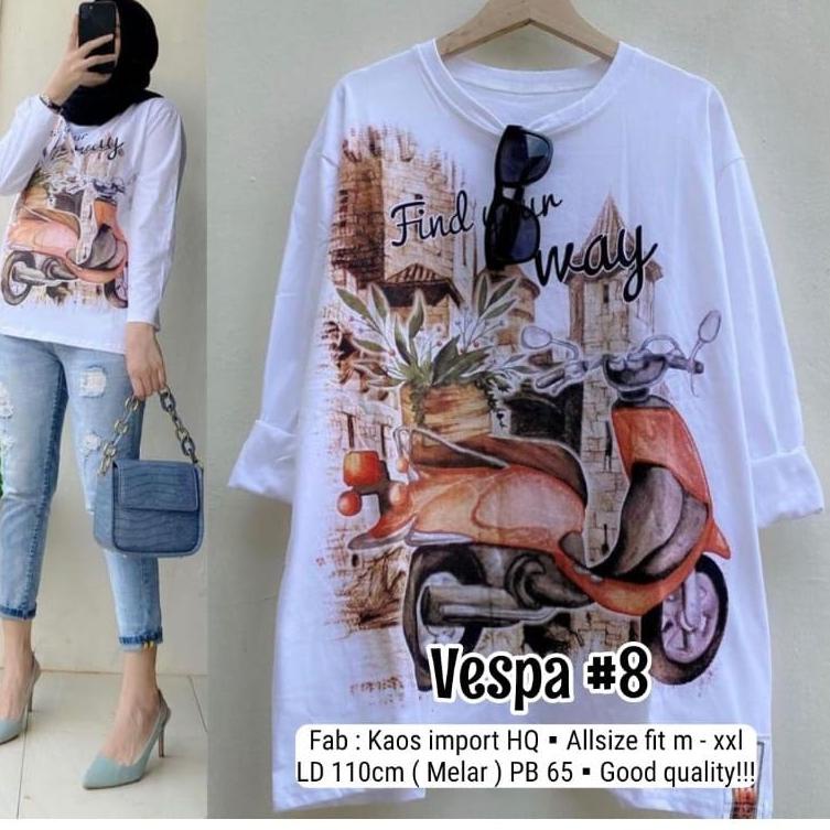 Special Price SS Atasan kaos Vespa wanita/kaos import premium atasan wanita Vespa/Kaos Vespa bahan a