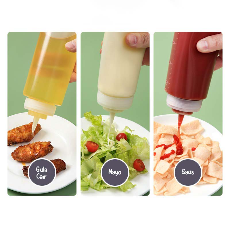 BOSAUS - Botol Saus Plastik Kecap Dengan Angka Garis Putih Refil