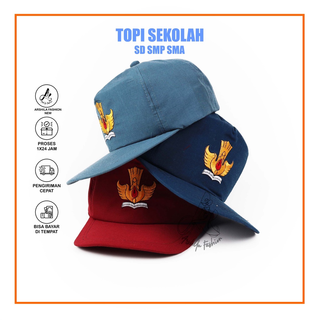 Topi sekolah SD bordir tutwuri / topi sd smp sma pramuka