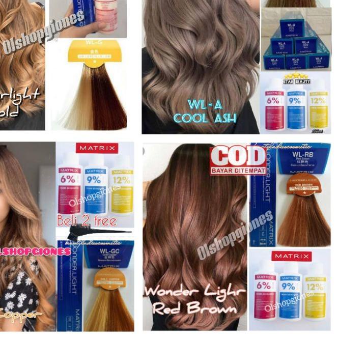 ➮ Matrix Wonderlight Cat Rambut + Oxydant ( campuran ) wonder light socolor gold copper , ash , red 