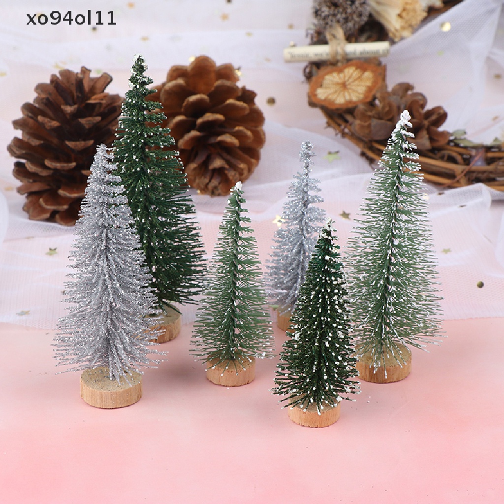 Xo 3PCS/set Pohon Natal Tahun Baru Mini Little Pine Tree Dekorasi Meja Natal OL