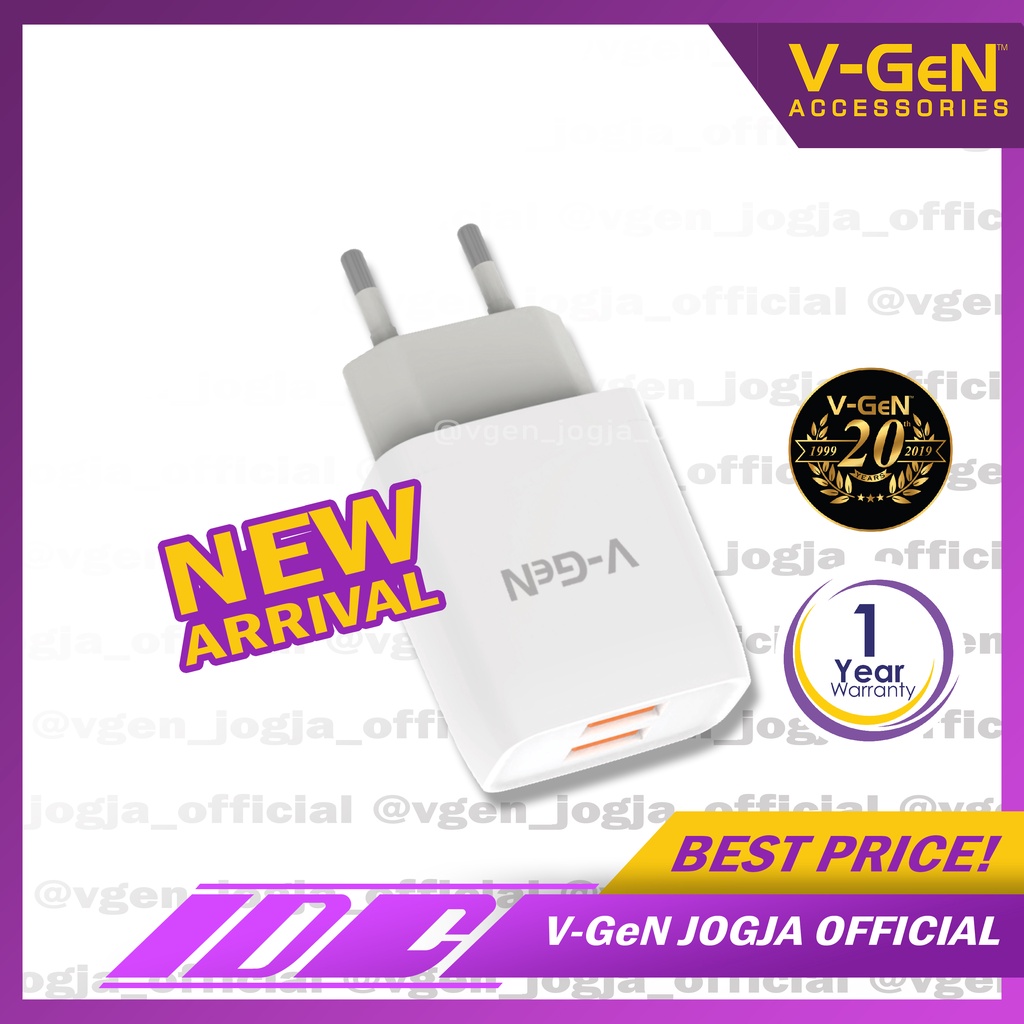 Travel Charger V-GeN VTC2-20 2.4A Dual Port Auto ID