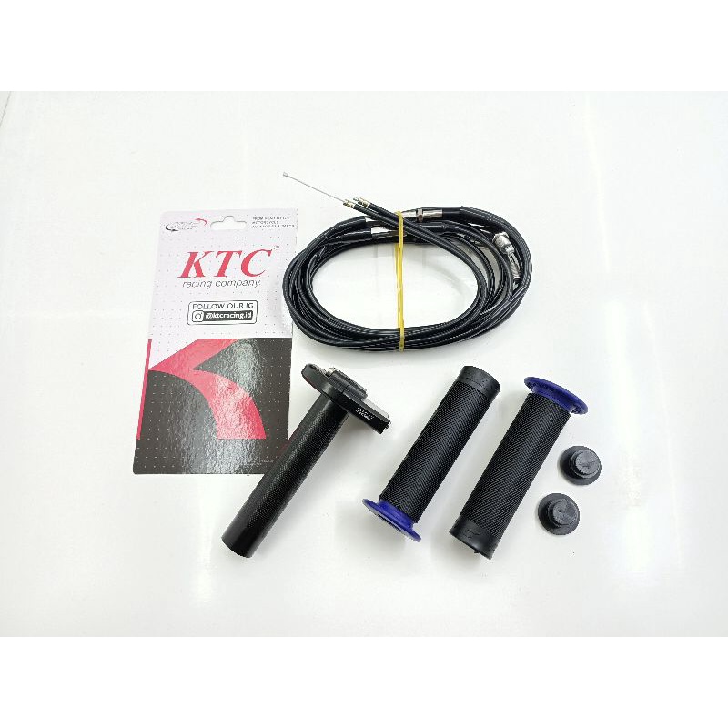 GAS SPONTAN KTC RACING 2 KABEL UNIVERSAL FREE GRIP BULU