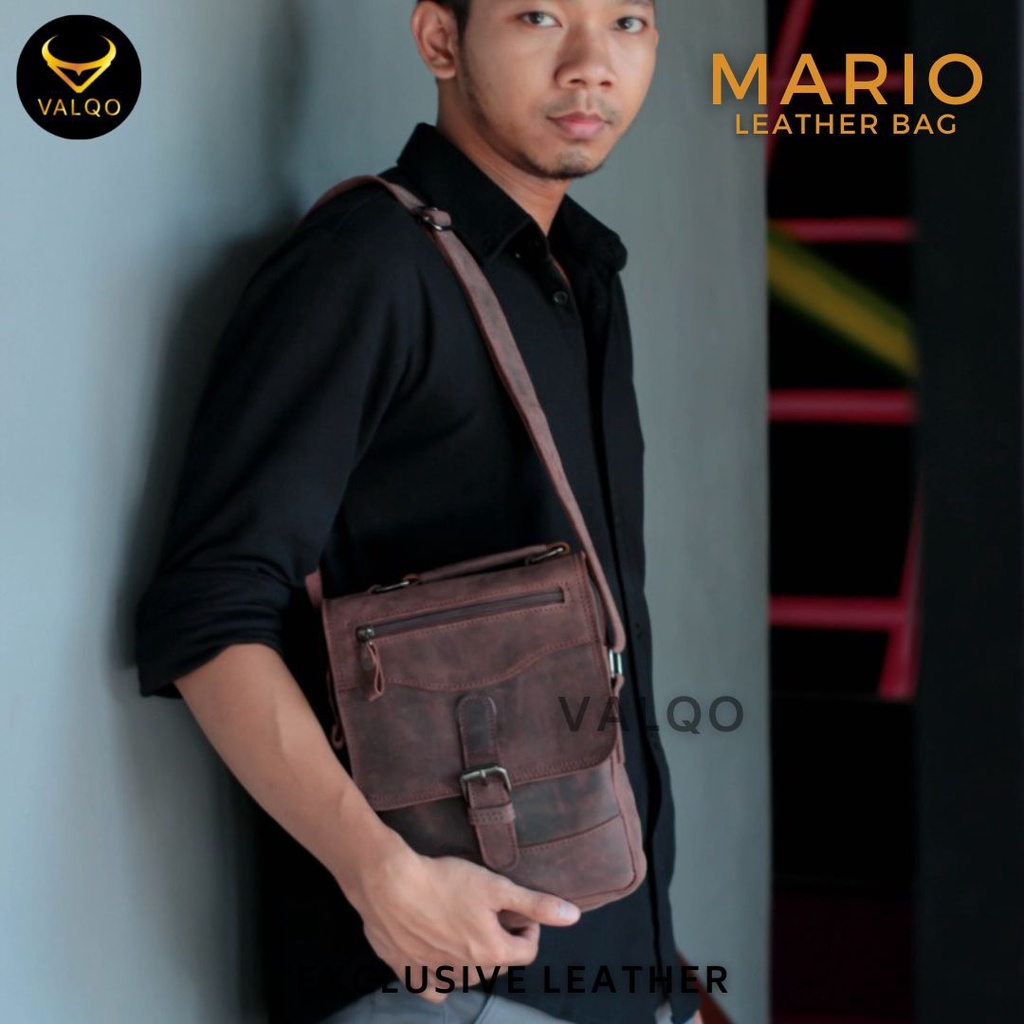 [VALQO] MARIO Tas Kulit Tas Pria Tas Selempang Kulit Sapi Slingbag Kulit Laki Cowok