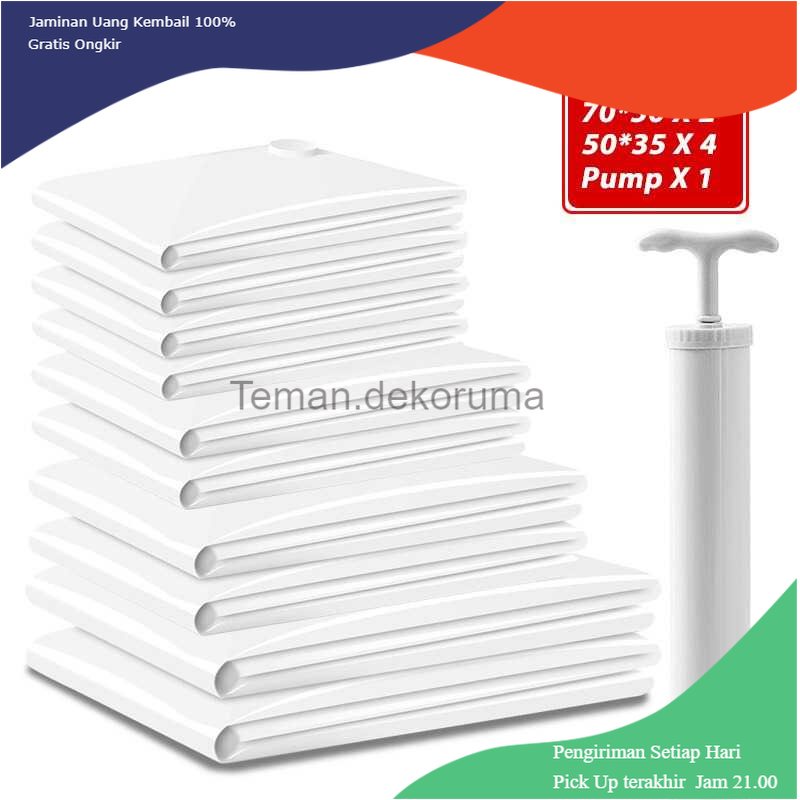 TD- TMP WHISM Kantong Plastik Pakaian Vacuum Bag 10 PCS with Hand Pump - SN11