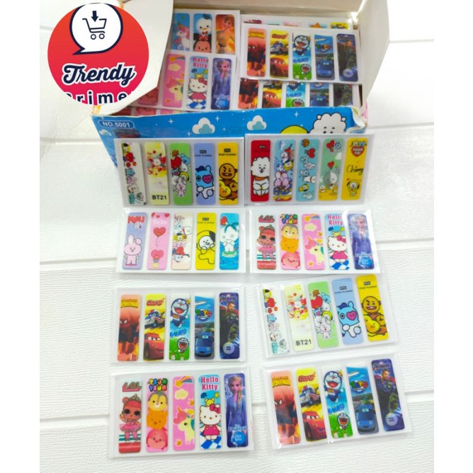 Pembatas buku post it karakter ecer isi 5 set(100pcs)