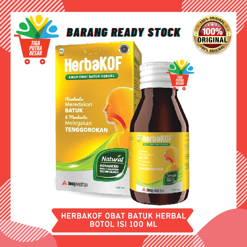 HERBAKOF SIRUP BATUK HERBAL 100 ML / MEREDAKAN BATUK DAN MELEGAKAN TENGGOROKAN