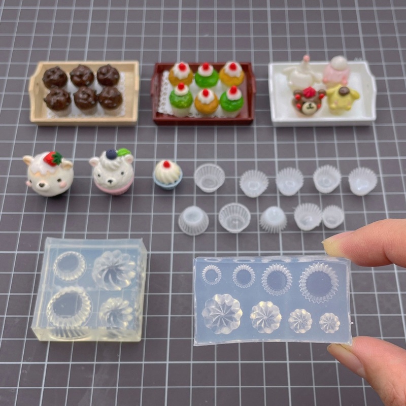 Siy Cupcake Holder Bentuk Cetakan Silikon 3D Mini Epoxy Resin Mold DIY Dekorasi Kue Cetakan Permen Untuk Rumah Baking, Kerajinan Makin
