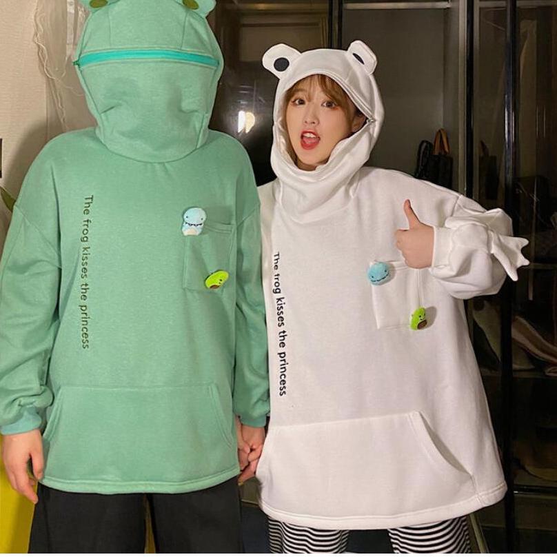 ♣ M-5XL Frog Zipper Hoodie Sweater Kebesaran Hoodie Kodok Resleting ➧