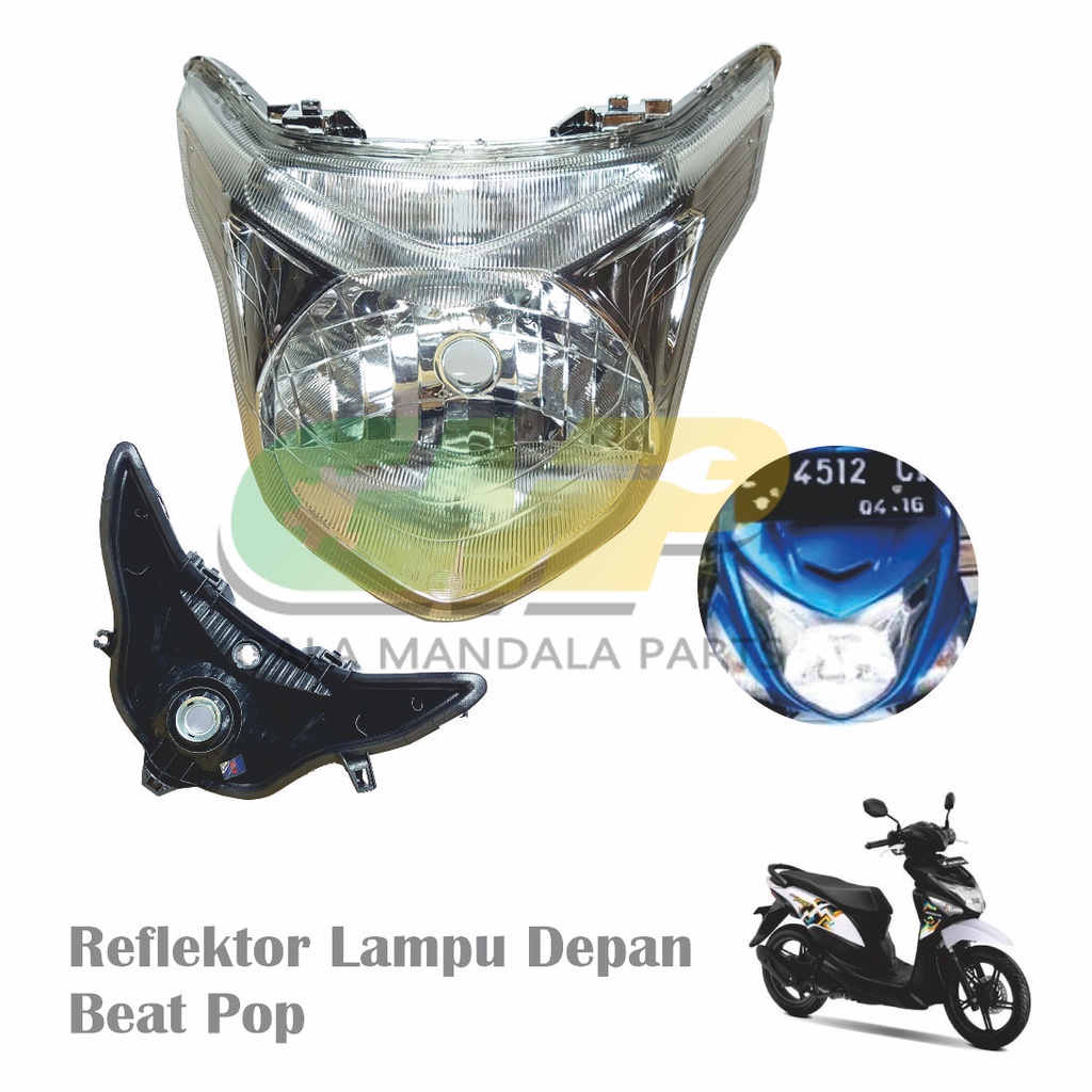 WIN Reflektor Honda Beat Pop Kaca Lampu Depan Mika Headlamp Motor Assy