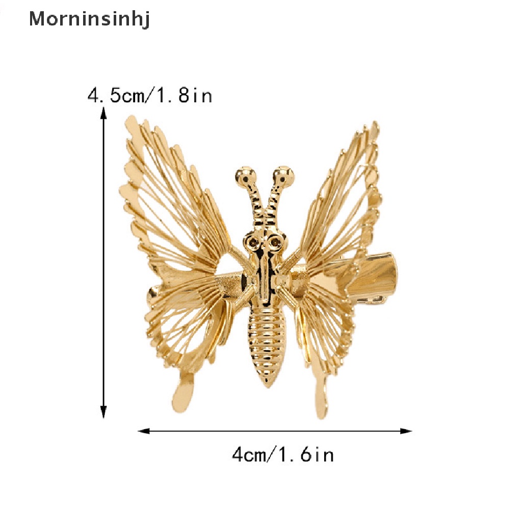 Mornin Jepit Rambut Kupu-Kupu Bergerak Lucu Emas Aksesoris Rambut Vintage Barrettes id