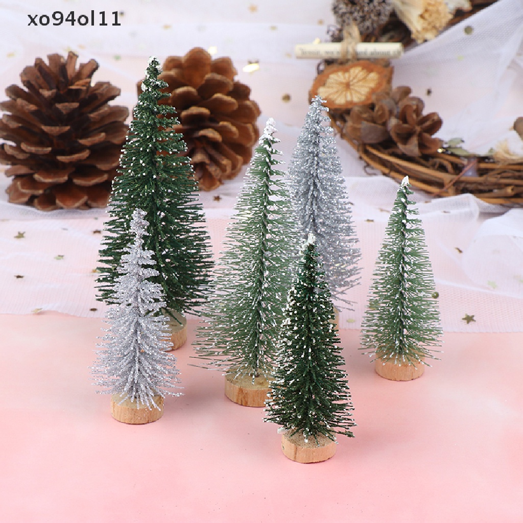 Xo 3PCS/set Pohon Natal Tahun Baru Mini Little Pine Tree Dekorasi Meja Natal OL